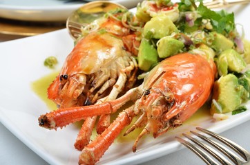 Closeup of delicious grilled lobster   