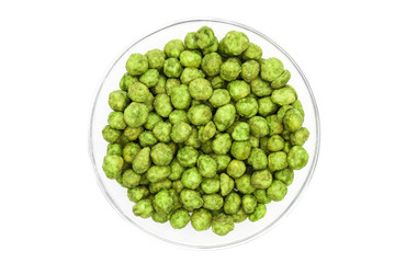 Wasabi Erbsen in einer Glasschale