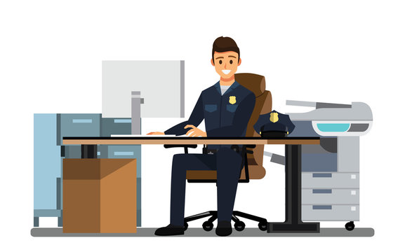cop at desk