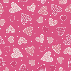 seamless pattern with sweet hearts and dots. Vector repeating textureCan be used for wallpaper, pattern fills, web page background or textil print projects
