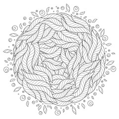 Seamless Pattern for coloring book. Abstract Round Sea Wave Mandala