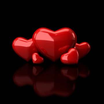 Hearts background. 3D rendering. © dekzer007