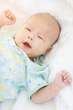 Close-up Of Asian Baby Boy Sleeping .