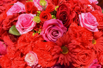 Red roses bouquet, full of space suitable for background image. Valentine's Day Concept