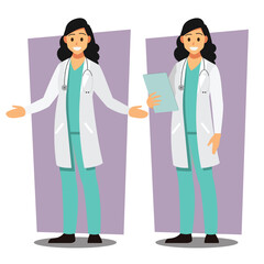 Diverse set of female doctor , healthcare Providers , Vector illustration cartoon character