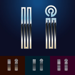 Vector reflective abstract Alphabet set. Different metallic colors. Letter I