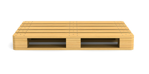 wooden pallet on white background. Isolated 3D illustration