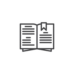 Cook book line icon, outline vector sign, linear style pictogram isolated on white. Recipe book with bookmark symbol, logo illustration. Editable stroke