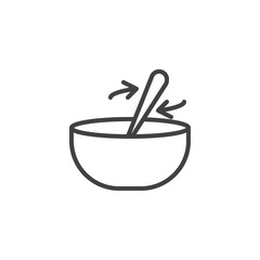 Mortar and pestle line icon, outline vector sign, linear style pictogram isolated on white. Crushing and grinding ingredients symbol, logo illustration. Editable stroke