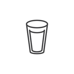 Milk glass line icon, outline vector sign, linear style pictogram isolated on white. Glass of water symbol, logo illustration. Editable stroke