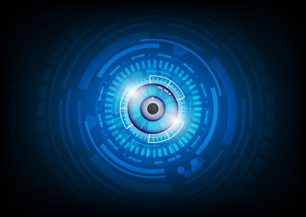 binary circuit board future technology, blue eye cyber security concept background vector