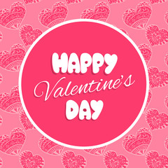 Fototapeta na wymiar Valentine day card template vector. Pink love background with heart patterns. Holiday print for banner, greeting gift, party flyer and invitation.