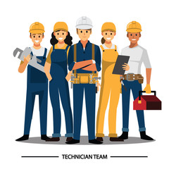 Technician and builders and engineers and mechanics People teamwork ,Vector illustration cartoon character.