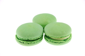 green macarons isolated on the white background