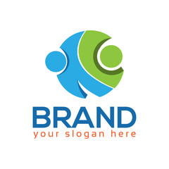 Circle people logo vector. Flat design
