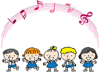 kids sing song with music note