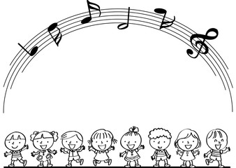 kids sing song with music note