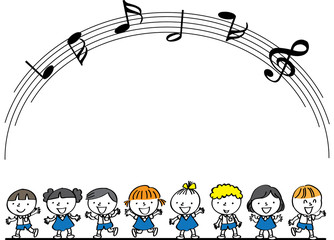 kids sing song with music note
