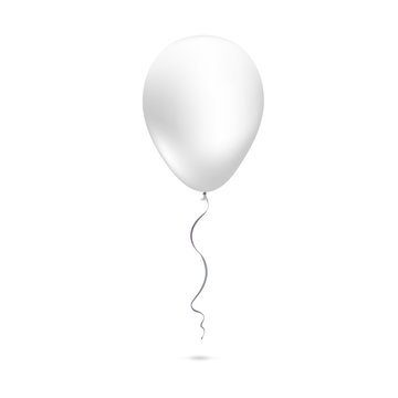 White inflatable air flying balloon isolated on white background. Close-up look at white balloon with reflects. 3D illustration, realistic icon