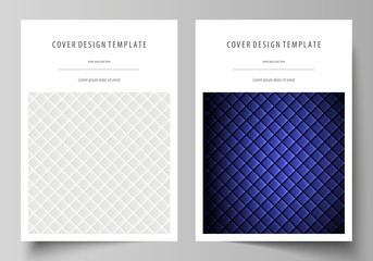 Business templates for brochure, flyer, report. Cover design template, abstract vector layout in A4 size. Shiny fabric, rippled texture, white and blue color silk, colorful vintage style background.