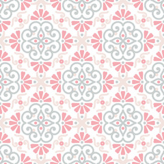 Ethnic floral seamless pattern with mandalas