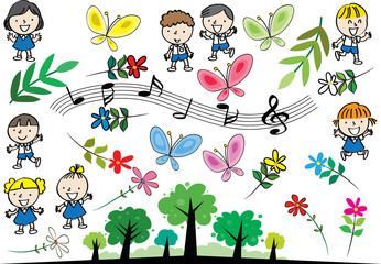 kids with background