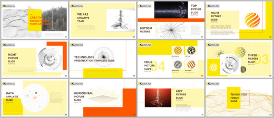 Minimal presentation templates. Tech elements on white background. Technology sci-fi concept vector design. Presentation slides for flyer, leaflet, brochure, report, marketing, advertising, banner