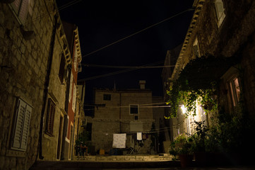 Picturesque Lit Plaza with Laundry in Dubrovnik, Croatia