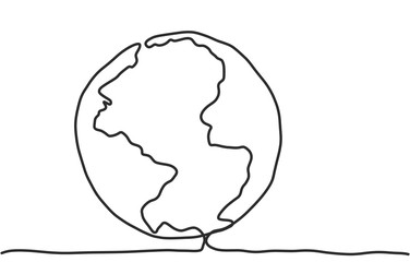 Continuous line drawing Earth on ground