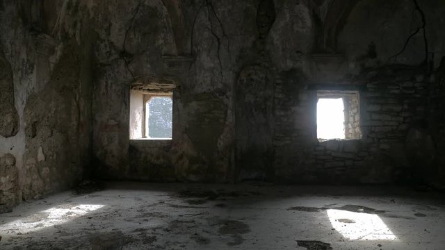 Albania, Borsh. Sopot Castle. Inside the Ruined Mosque. Time Lapse.