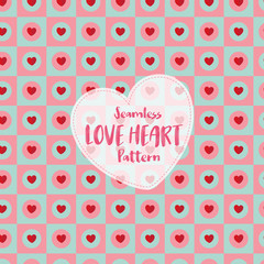 Love Heart Seamless Pattern on Romantic Pastel Color. Vector Illustration.