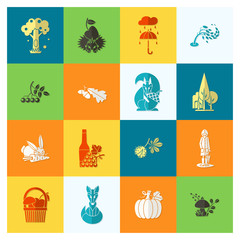 Set of Flat Autumn Icons