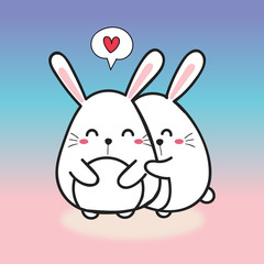 cute rabbit in love