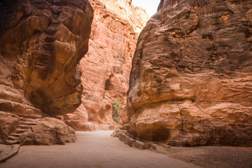 Siq canyon, which goes to the ancient city Petra and rocks in it