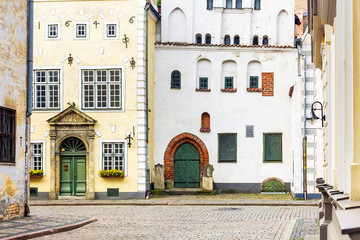 facades of old houses in Riga, Latvia