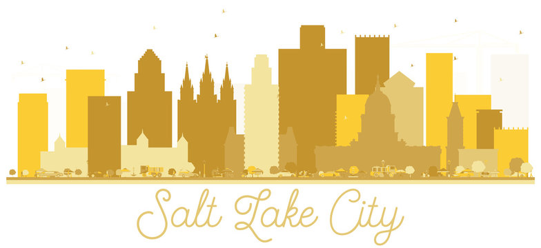 Salt Lake City Utah USA City skyline golden silhouette.