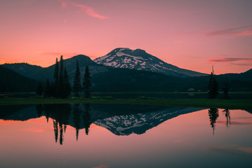 Perfect reflections of a perfect mountain during a perfect sunset