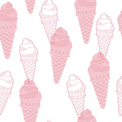 Ice cream graphic pink color food seamless pattern sketch illustration vector