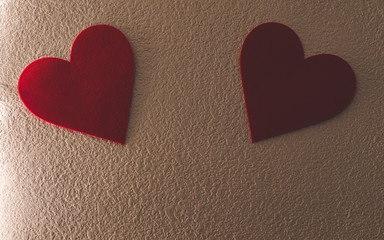 Two hearts hanging on the wall