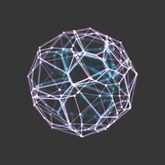 Sphere. 3d vector wireframe object. Illustration with connected lines and dots. Abstract grid design. Connection structure. Technology style.