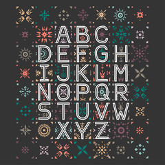 Vector capital alphabet. Decorative letters with patternded negative space.