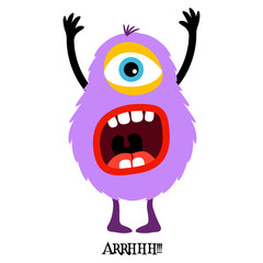 Cute violet monster print for t-shirt