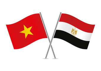 Vietnam and Egypt flags. Vector illustration.