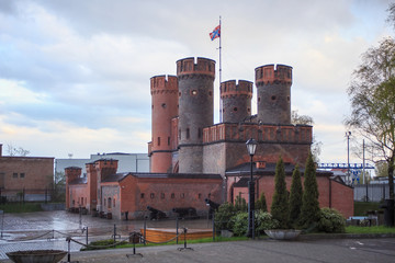 The neo-gothic gate of the fortress Friedrichsburg in Kaliningrad (Konigsberg), Russia. The gate...
