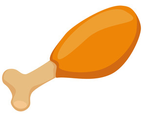 Colorful fried chicken leg fast food icon poster.