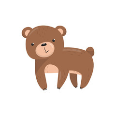 Brown bear woodland cute animal cartoon vector Illustration