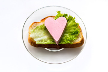 Sandwich in the form of heart