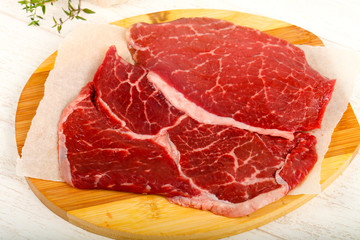 Raw beef steak
