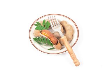 tamarind - Sweet ripe tamarind with isolated on a white background. soft focus