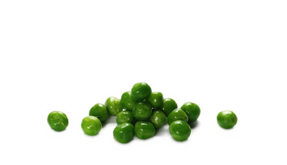 Fresh wet and raw green peas, vegetable isolated on white